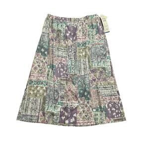 NWT 1990s Vintage Alfred Dunner Purple Multicolor Patterned Midi Skirt Size 16